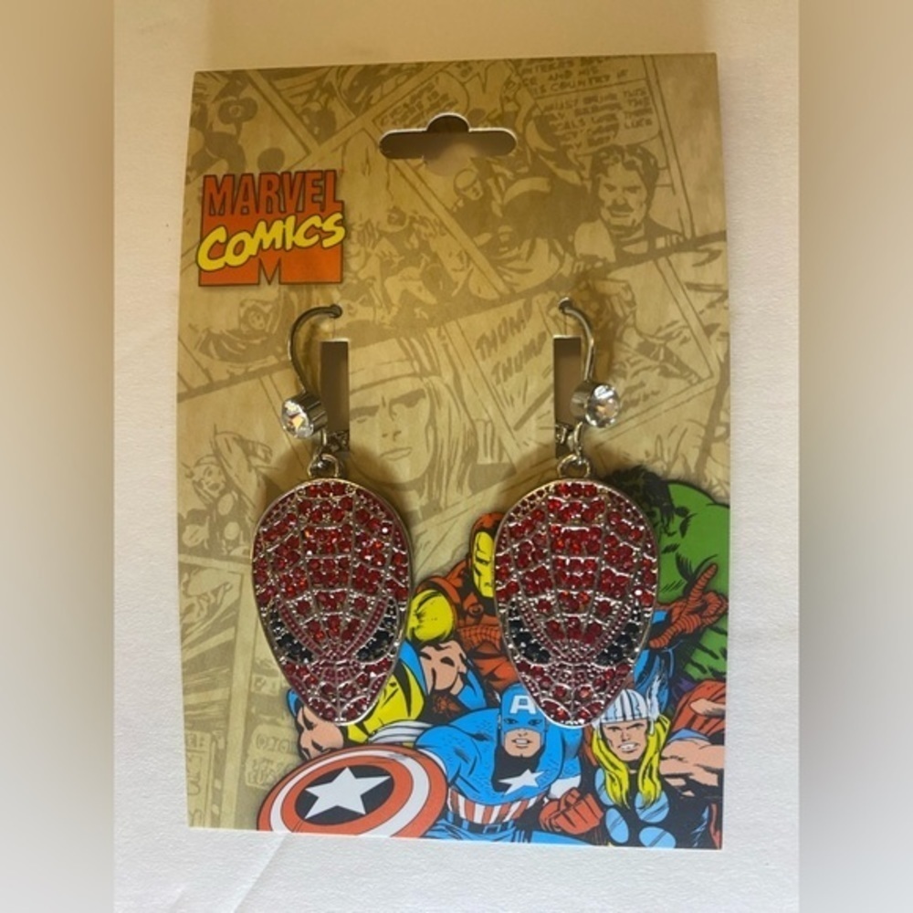 Ruby Red Pave Spider-Man Earrings - image 2